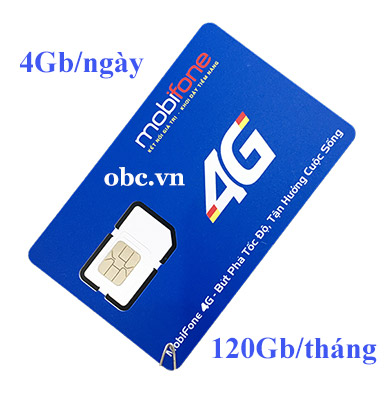 Sim 3G 4G OBC Mobifone 120Gb/tháng tốc độ cao