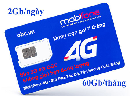 Sim 3G 4G OBC Mobifone không giới hạn dung lượng dùng trọn gói 12 tháng